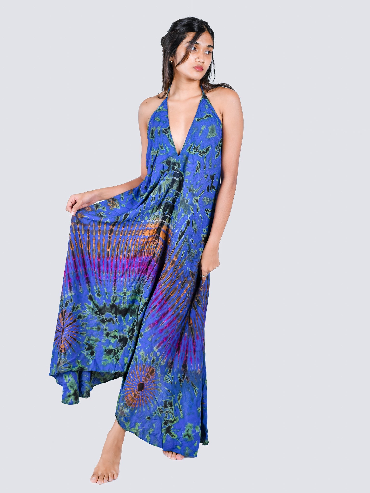 Open-Back Halter Maxi Dress