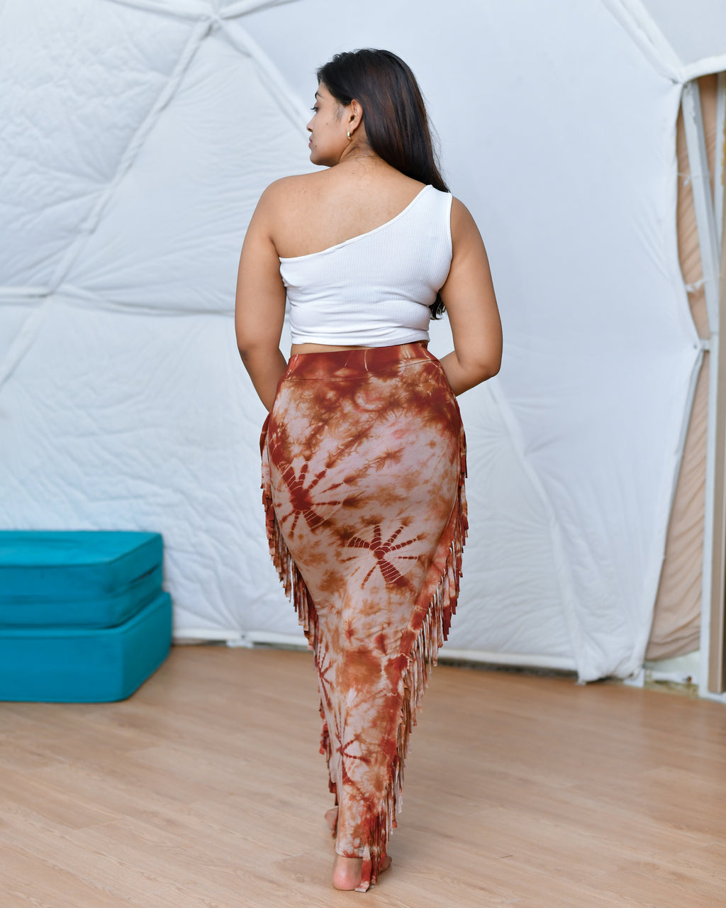 Fitted Fringe  Maxi Skirt