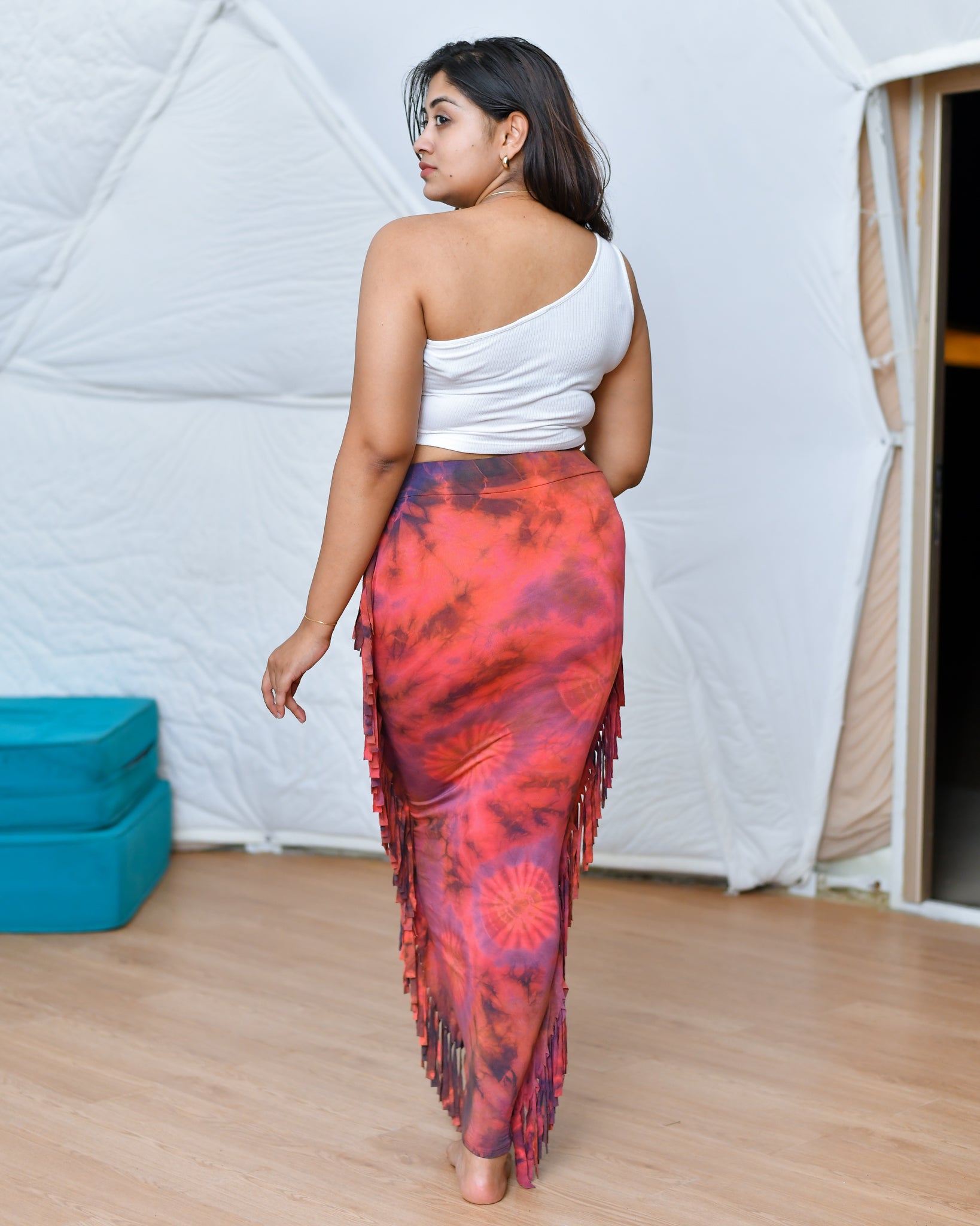 Fitted Fringe  Maxi Skirt